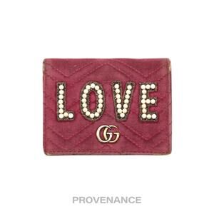 🔴 Gucci GG Marmont Card Holder Wallet - LOVE Pink Quilted
